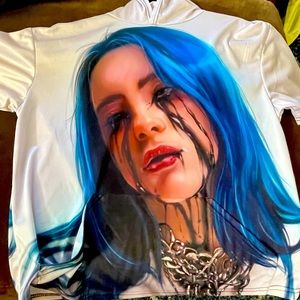 Billie Eilish hooded sport shirt with front pockets. Soft, oversized RARE